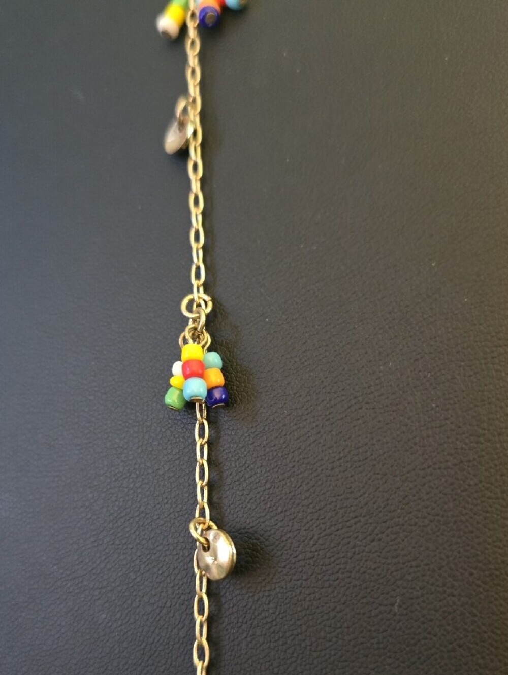 Gold Tone Multi-Color Beaded Lariat Necklace - Picture 5 of 8